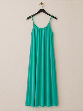 VTG Blanche by Ralph Montenero Green Maxi Slip Dress Open Back 1970s 1980s